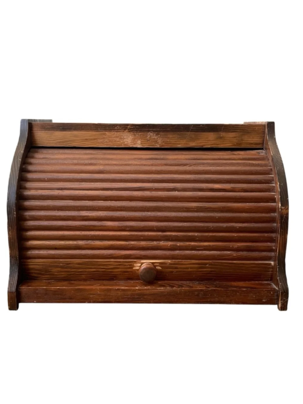 Vintage Handmade Amish Wooden Roll Top Bread Box